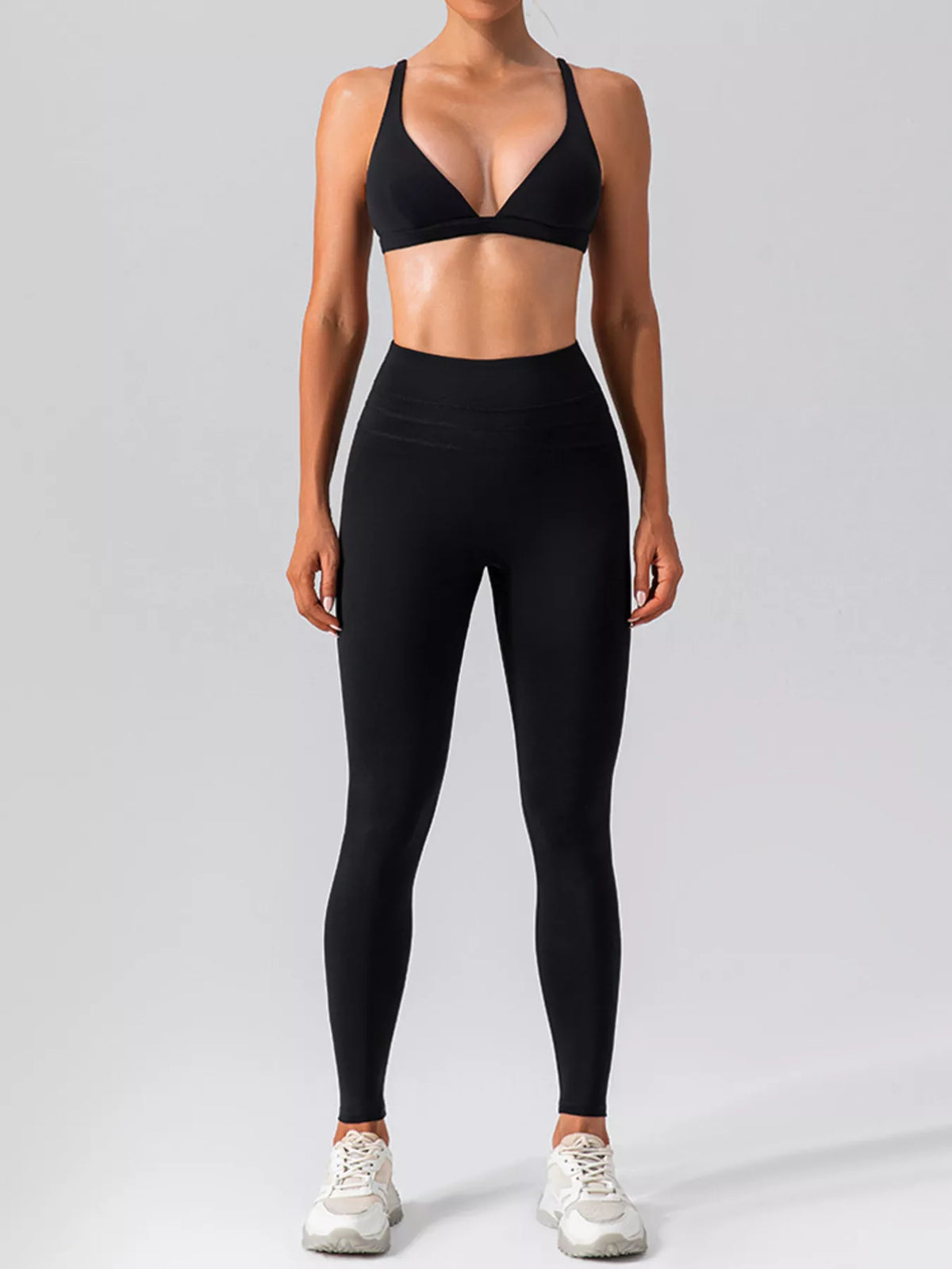 Seamless V-Neck Tank & High-Waisted Pants Set