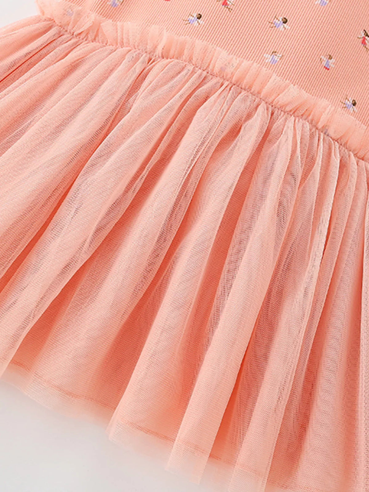 Peach Tulle-Layered Dress