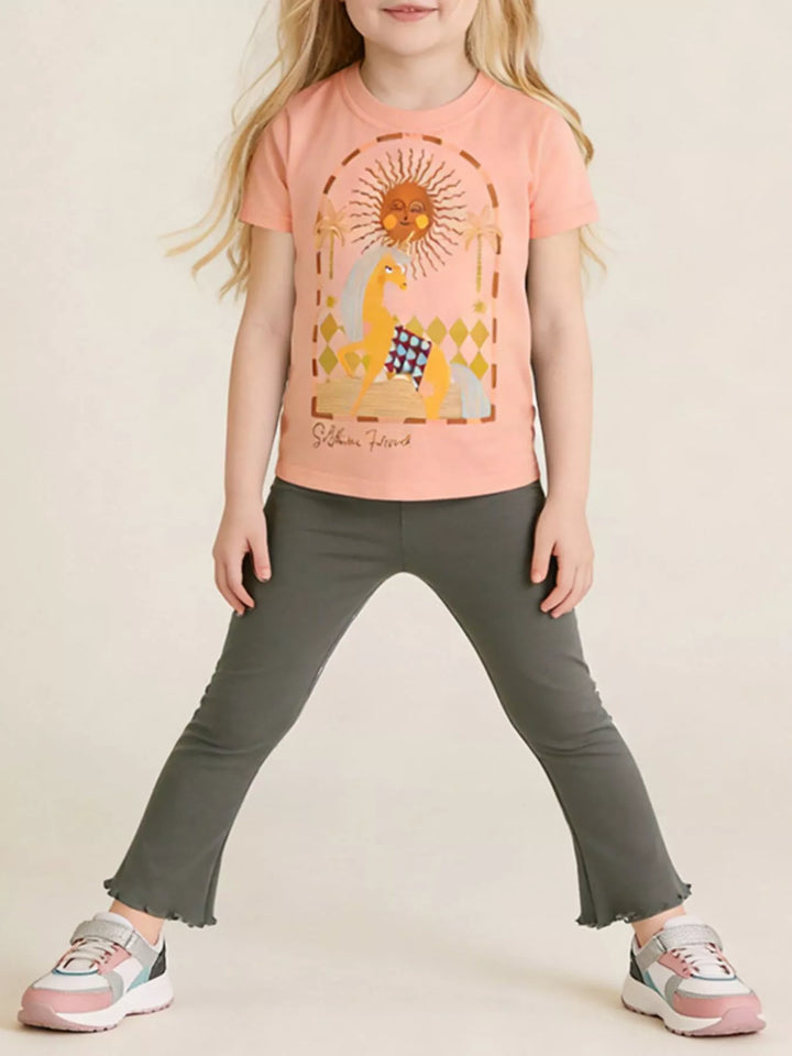 Watermelon pink children’s graphic tee and pants set.