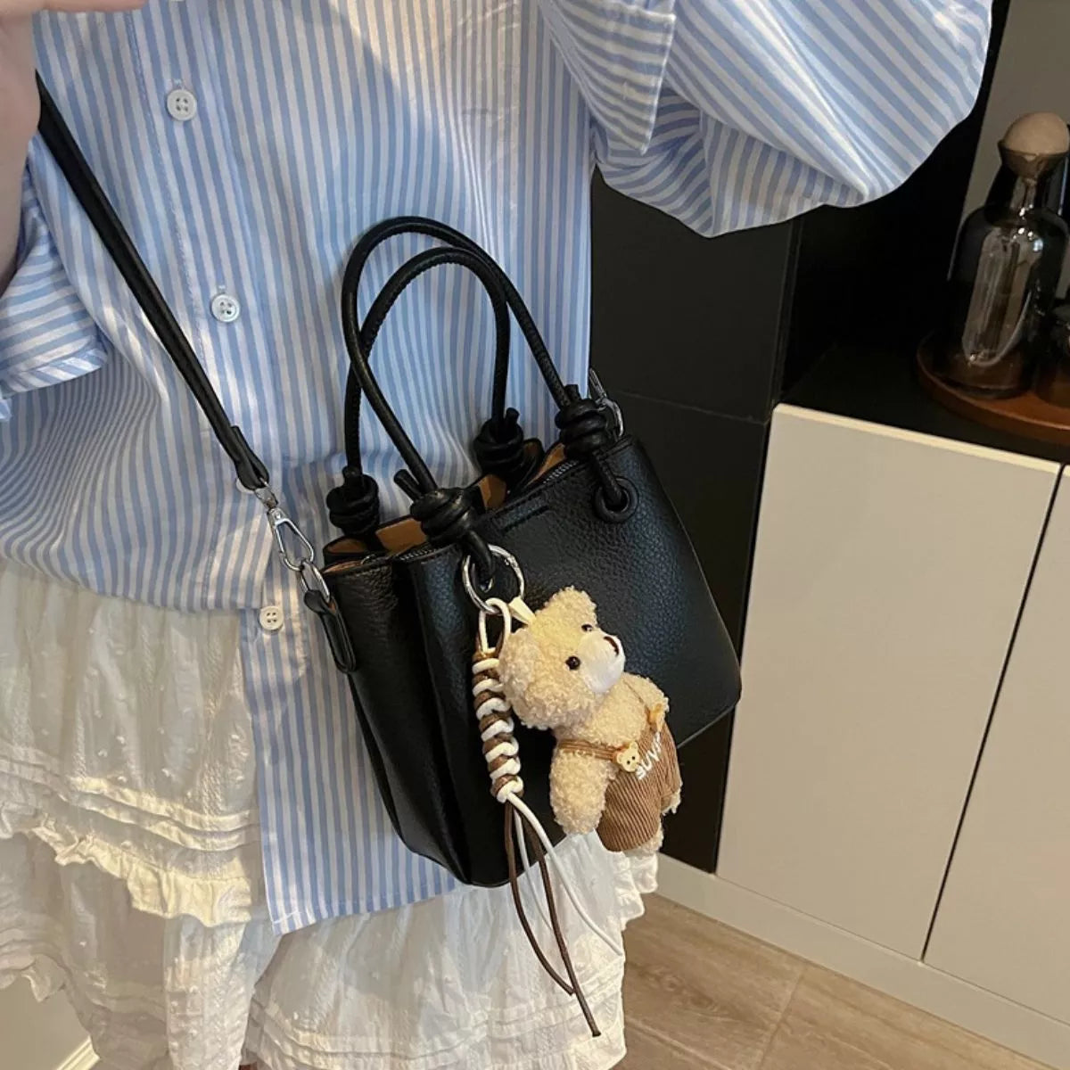 Black Mini PU Leather Crossbody Bag