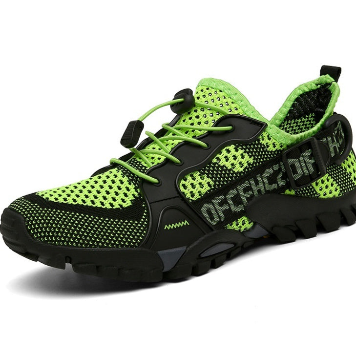 Men's Flyknit Hiking Shoes – Lightweight Non-Slip Outdoor Sneakers with Elastic Closure