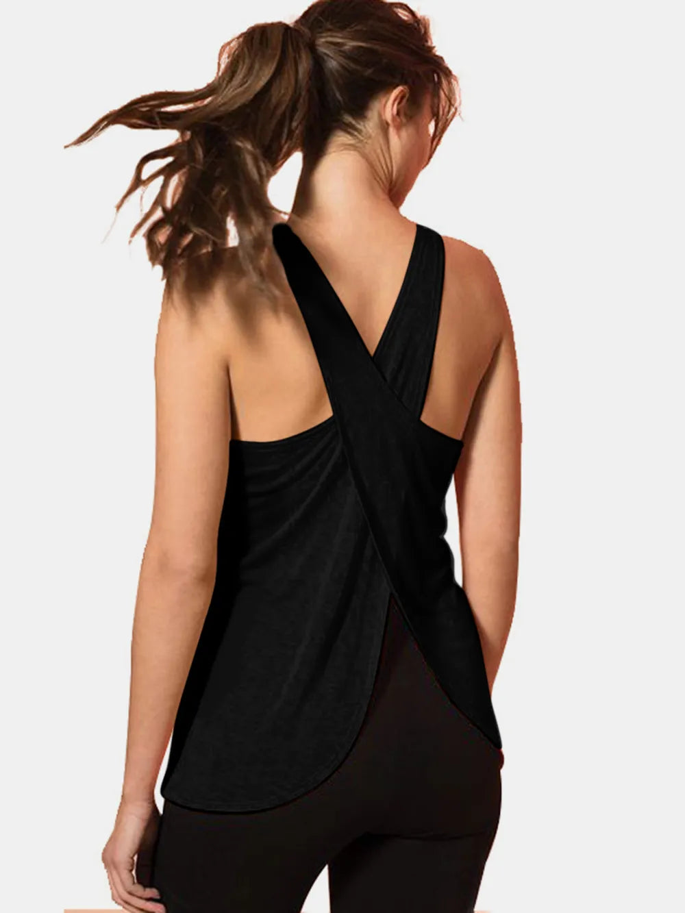 Crisscross Scoop-Neck Active Tank Top