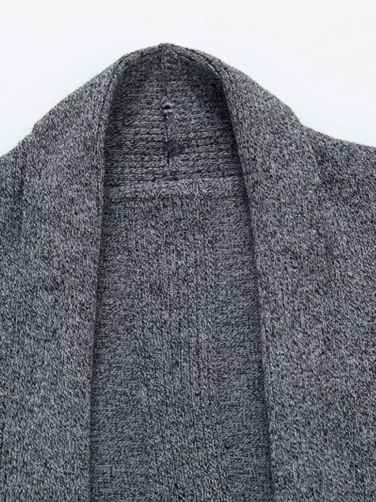 Men's Plus Size Heathered Open Front Longline Knit Cardigan with Pockets