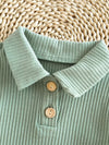 Bluebird Lane Ribbed Knit Polo Bodysuit & Shorts Set — product view 4