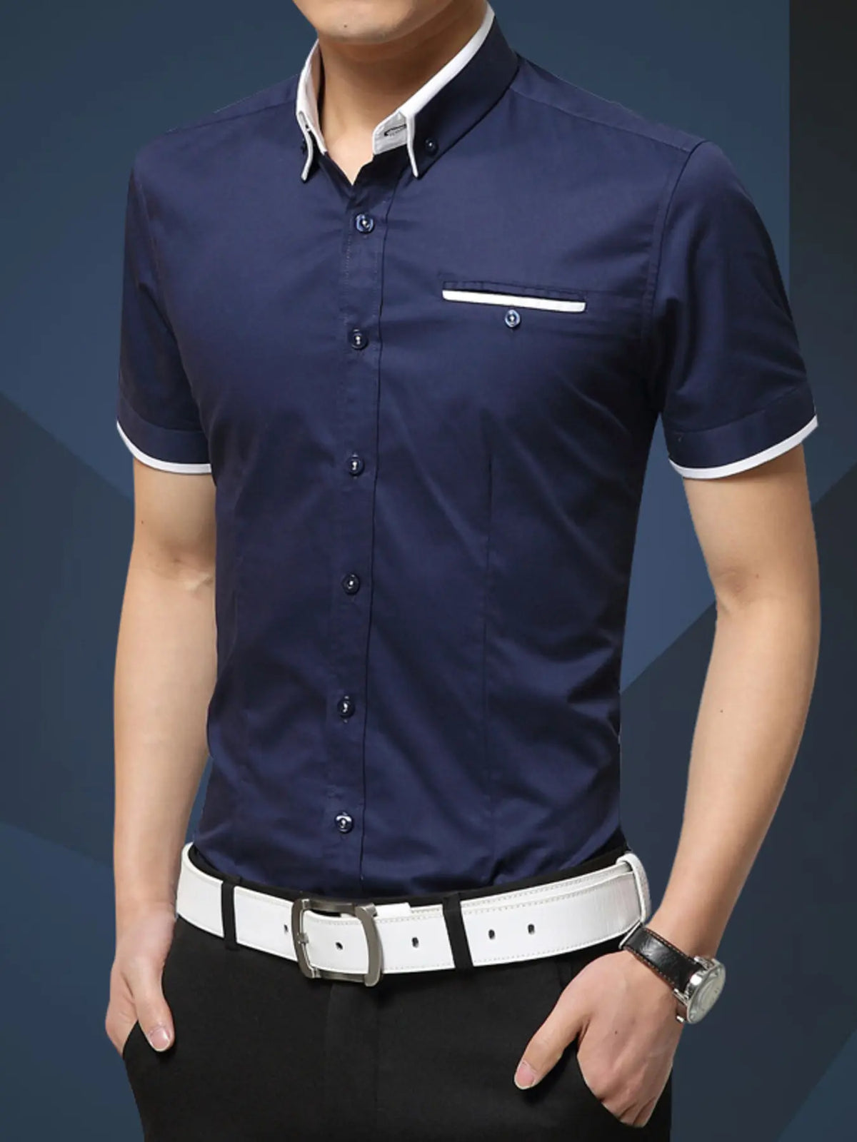 Men's Plus Size Short-Sleeve Button-Up Shirt — photo 1
