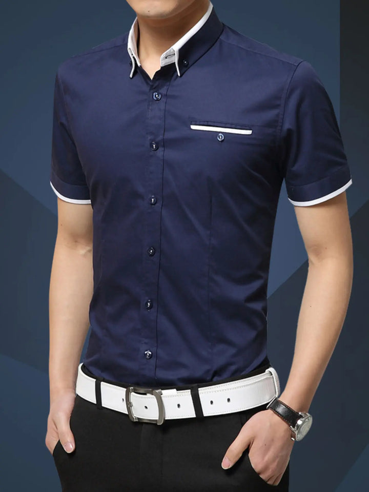 Men's Plus Size Short-Sleeve Button-Up Shirt