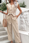 Dahlia Capped Sleeve Belted V-Neck Jumpsuit — product view 3