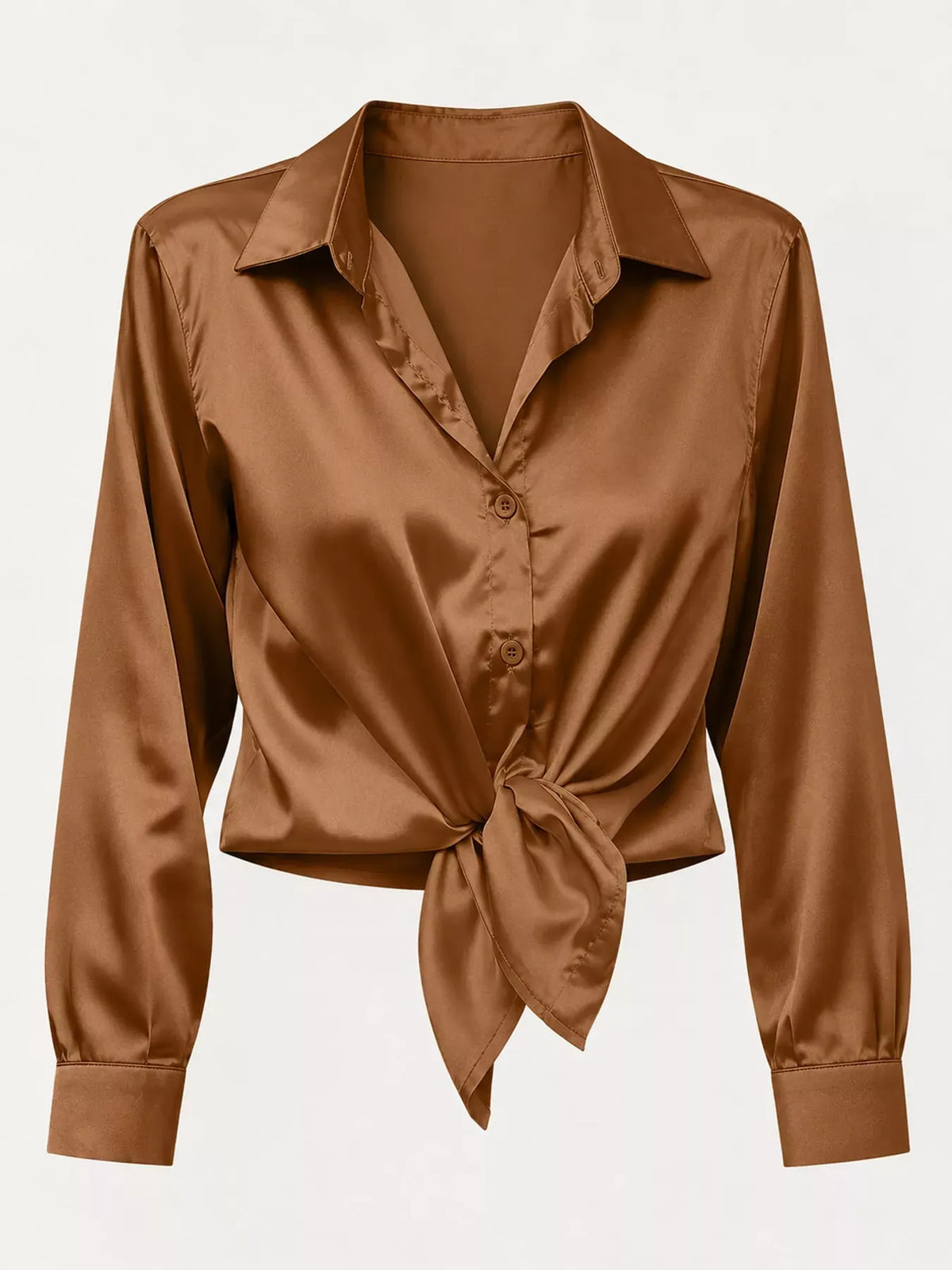 Women's Satin High-Low Button-Down Shirt — photo 4