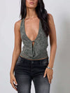 White or dark gray lace halter camisole
