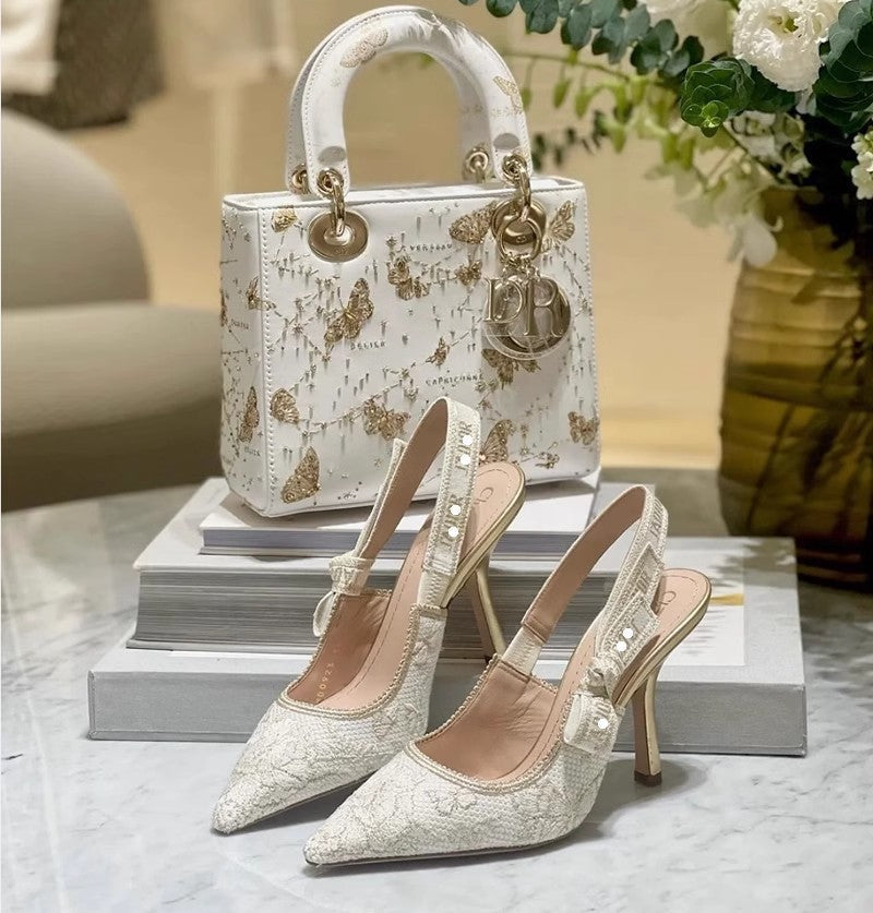 Women's Gold Bow Strap Pointed Toe High Heel Sandals - Elegant Party Heels