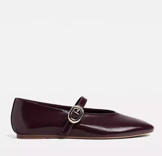 Burgundy V-Strap Flats