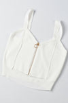 Zip-front cutout sleeveless ribbed-knit crop top