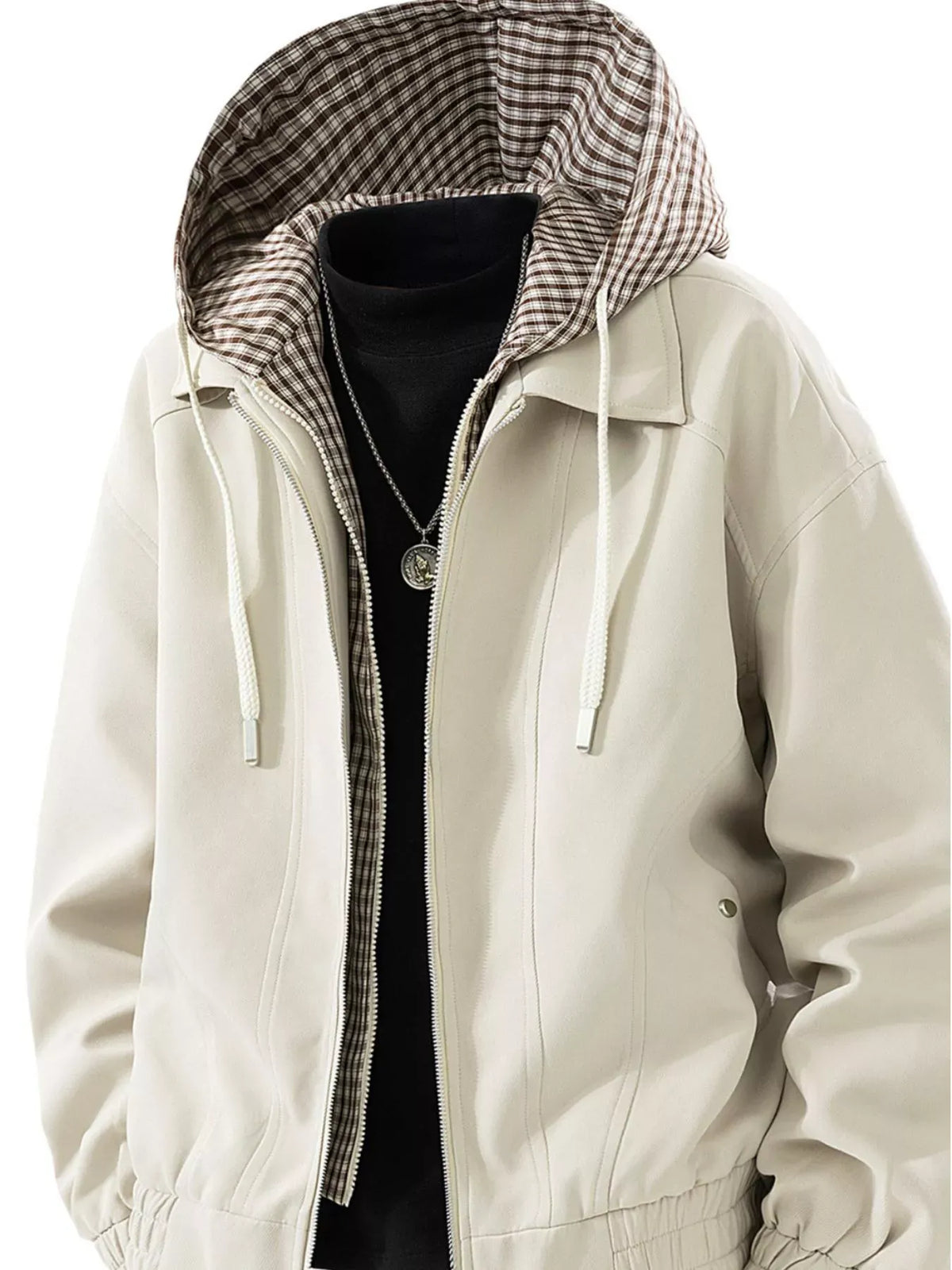 Men's Plaid-Lined Hooded Jacket — Plus Sizes — photo 3
