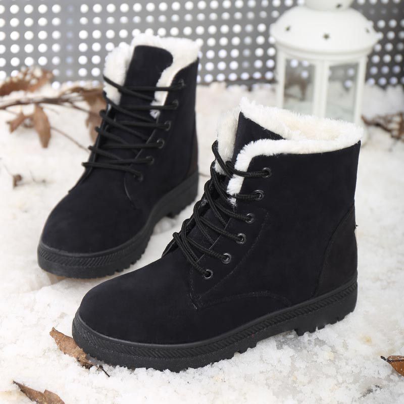 Women's Warm Plush Snow Boots | Cozy Ankle Boots with Rubber Sole