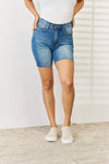 Judy Blue Quinn Tummy-Control Double Button Bermuda Denim Shorts — product view 2
