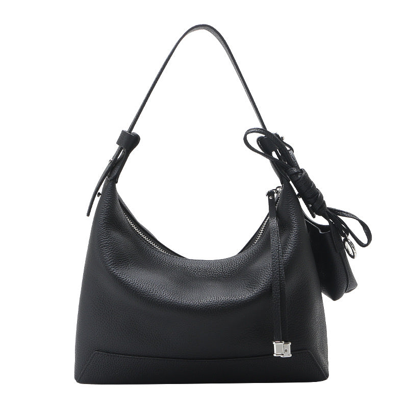 Genuine Leather Dumpling Shoulder Bag - Urban Minimalist Commuter Bag for Women