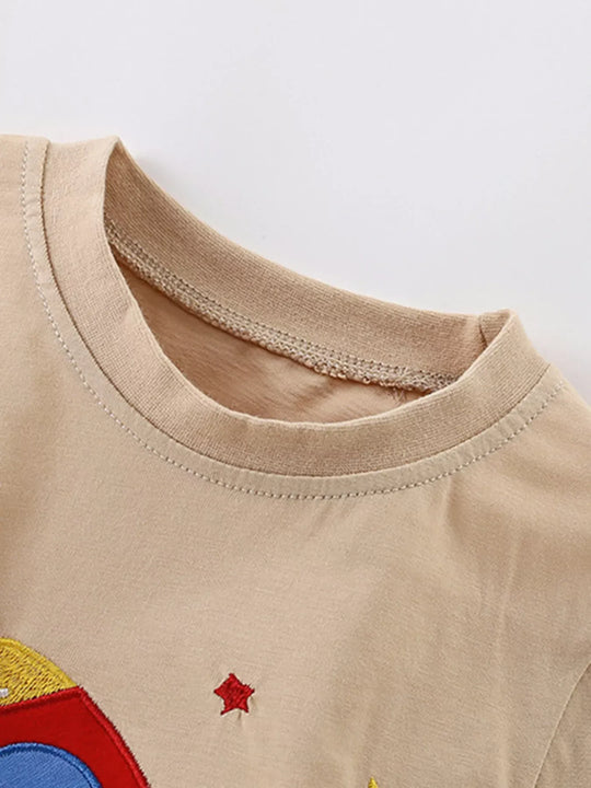Another view: Moonbeam Rocket Embroidered Short-Sleeve T-Shirt