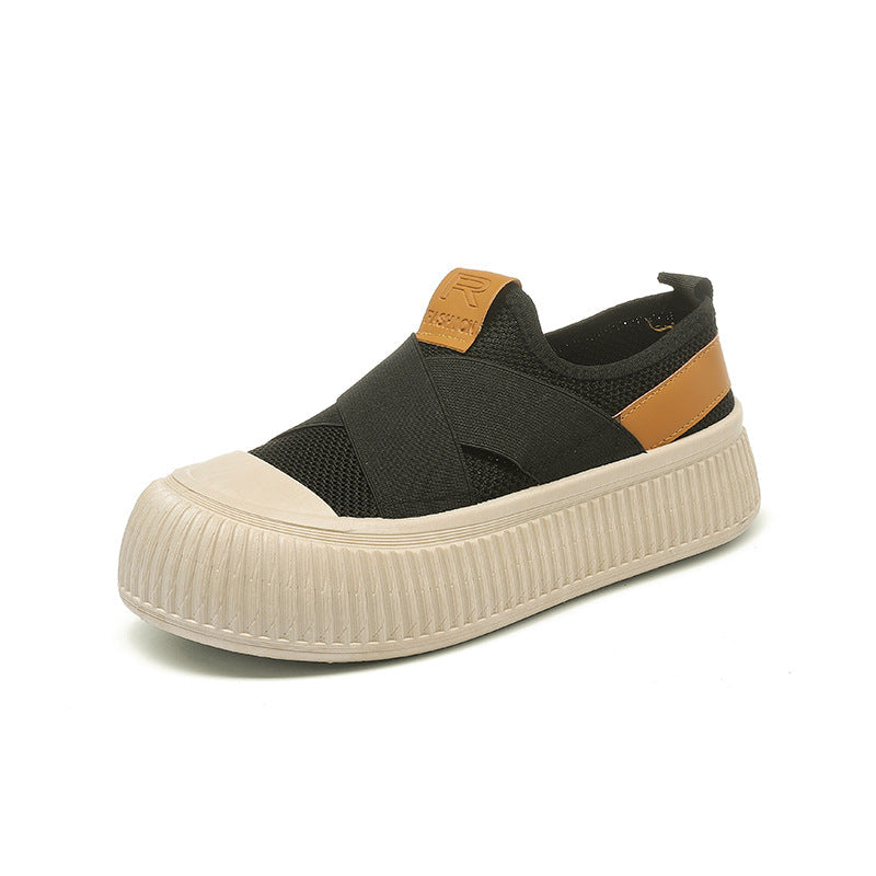 Women's Breathable Mesh Canvas Sneakers | Casual Flat Low-Top Shoes