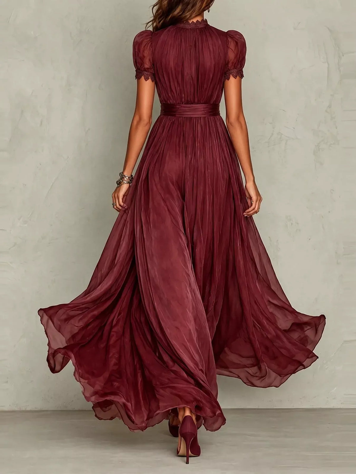 Mock-Neck Chiffon Keyhole Maxi Dress — photo 15