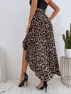Leopard asymmetrical ruffle-hem skirt for women