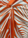 Abstract-print twist-front split midi skirt