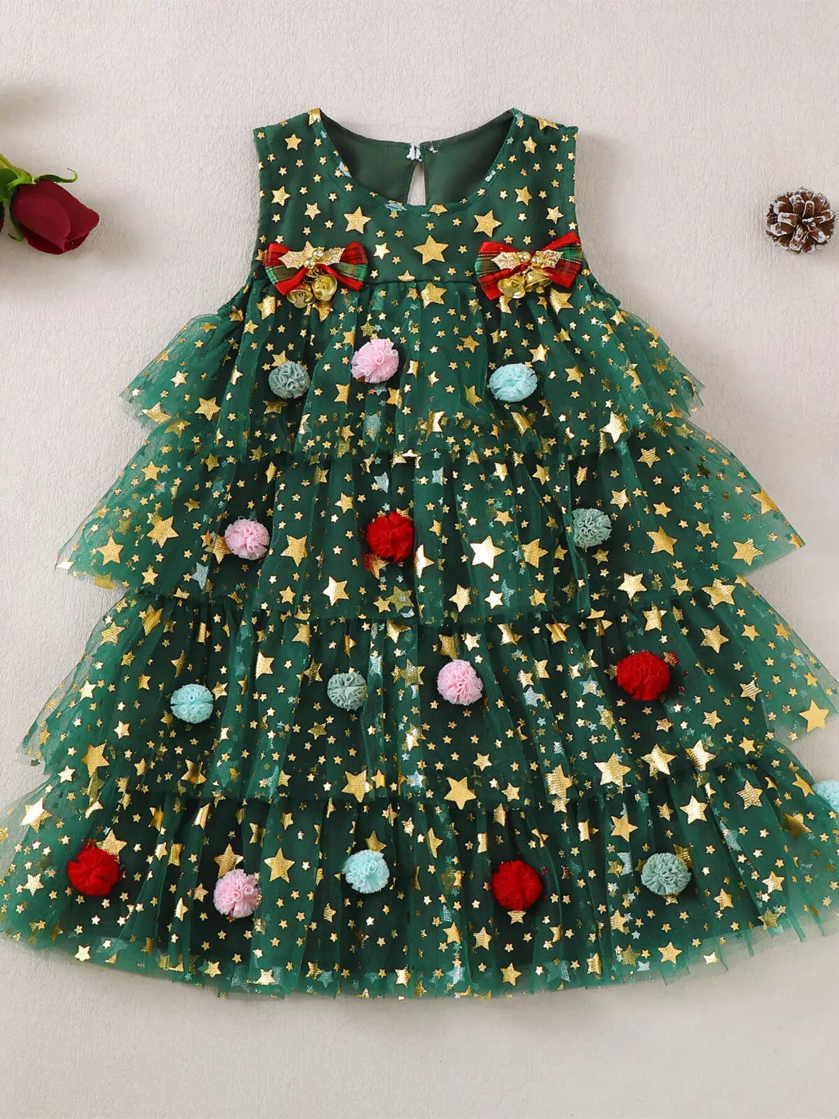 Baby Star Print Pom-Pom Tulle Dress — photo 1