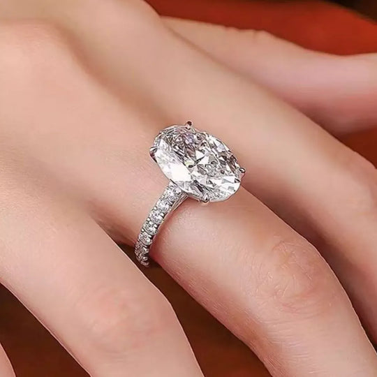 Another view: 3 Carat 925 Sterling Silver Moissanite Oval Ring