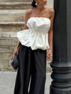 White strapless cotton bubble-hem top for women