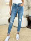 Judy Blue Addison Mid-Rise Destroy & Cuff Skinny Jeans — product view 7