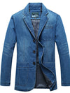 Indigo Ledger Denim Blazer — Extended Sizing for men