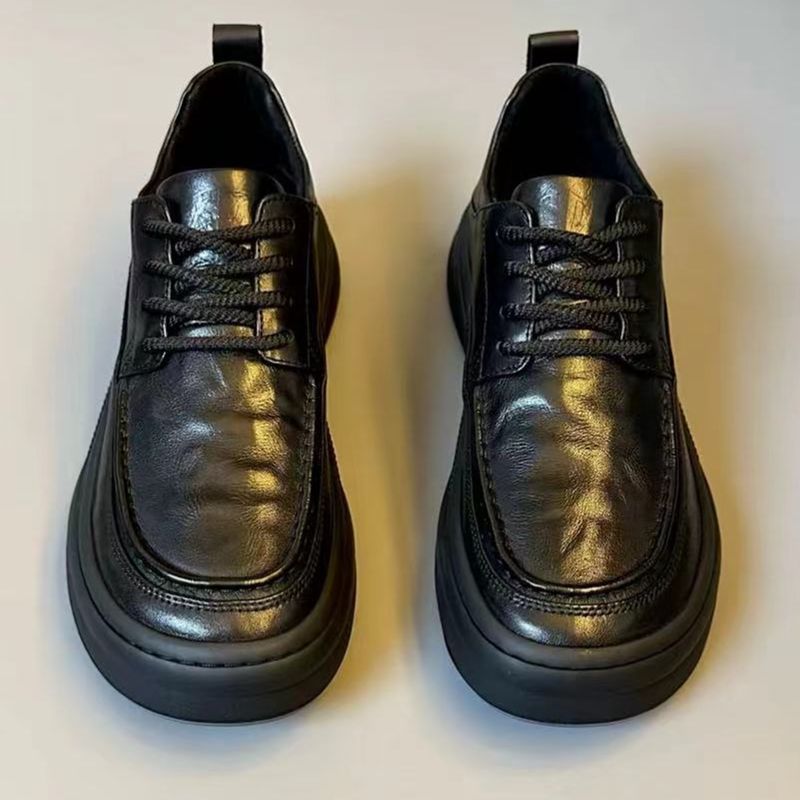 Men's Lightweight Leather Dress Shoes - Soft Sole Casual Lace-Up Oxfords
