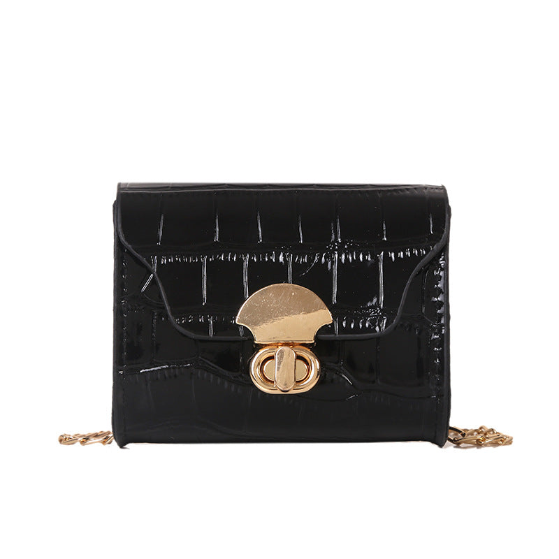 Mini Chain Shoulder Bag – Women's PU Leather Crossbody Bag | Black, Silver & Gold