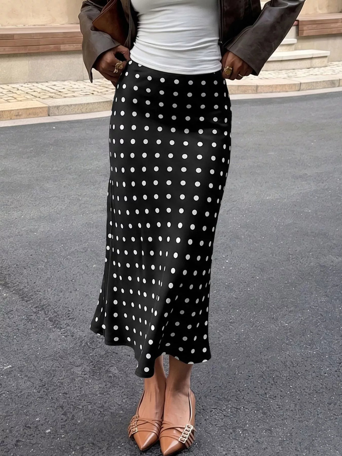 Polka-Dot Midi Skirt