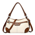Retro Woven Shoulder Bag - Contrasting Color PU Leather Crossbody Bag for Women