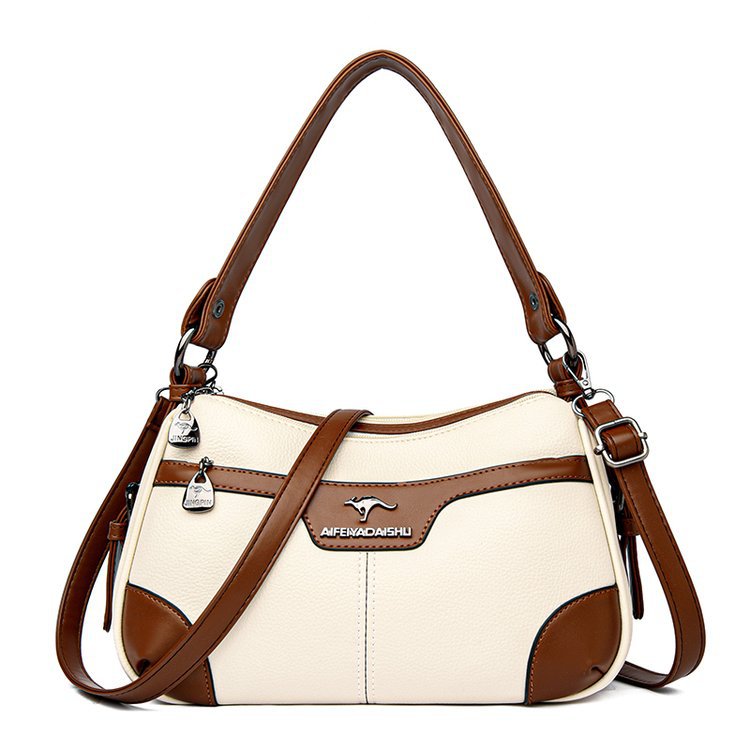 Retro Woven Shoulder Bag - Contrasting Color PU Leather Crossbody Bag for Women