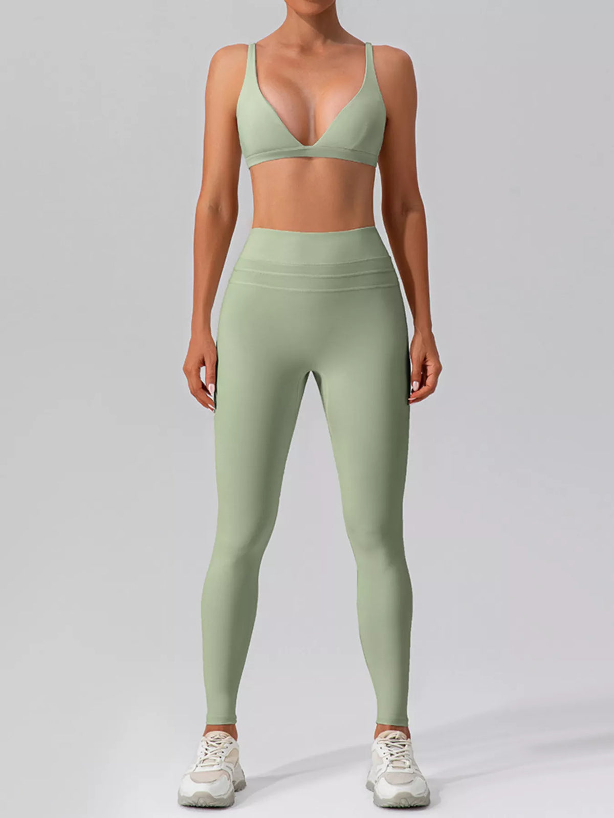 Seamless V-Neck Tank & High-Waisted Pants Set