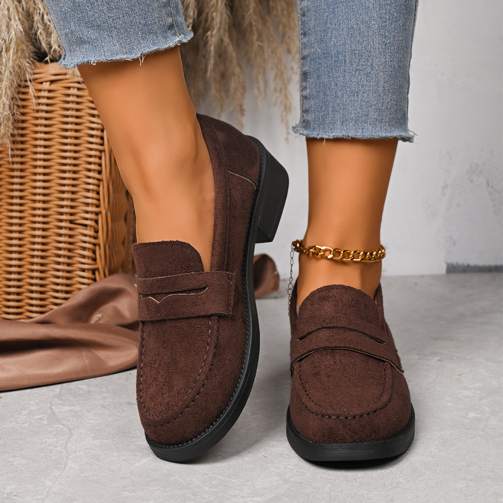 Women's Vintage Suede Loafers - British Style Slip-On Shoes