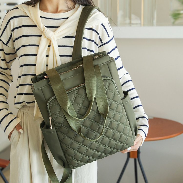Diamond-Pattern Embroidered Backpack for Women | Dual-Handle Oxford Cloth Backpack | Sarah Express