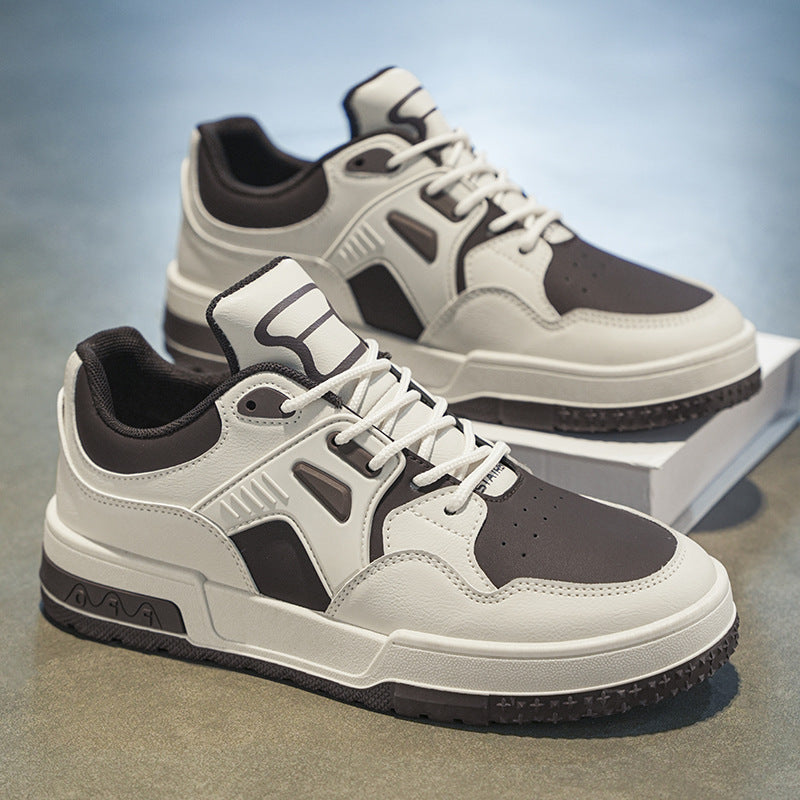 Men's Chunky Low-Top Sneakers - Casual Skate Shoes with Thick Rubber Sole