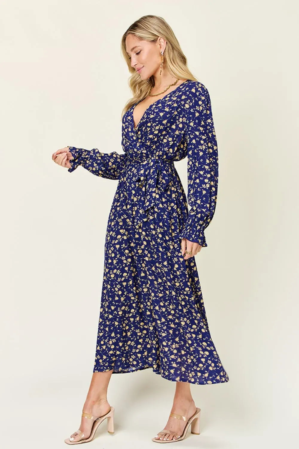 Double Take Tie-Back Flounce-Sleeve Dress – Regular & Plus Sizes — photo 2