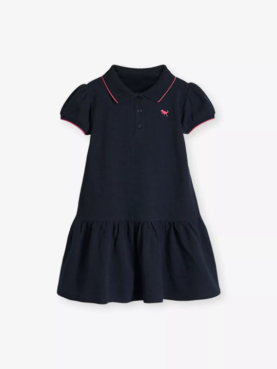 Another view: Girls' Short-Sleeve Cotton Polo Dress – Dark Navy