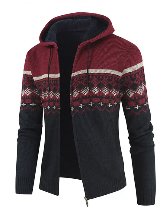 Another view: Men's Hooded Fair Isle Knit Cardigan