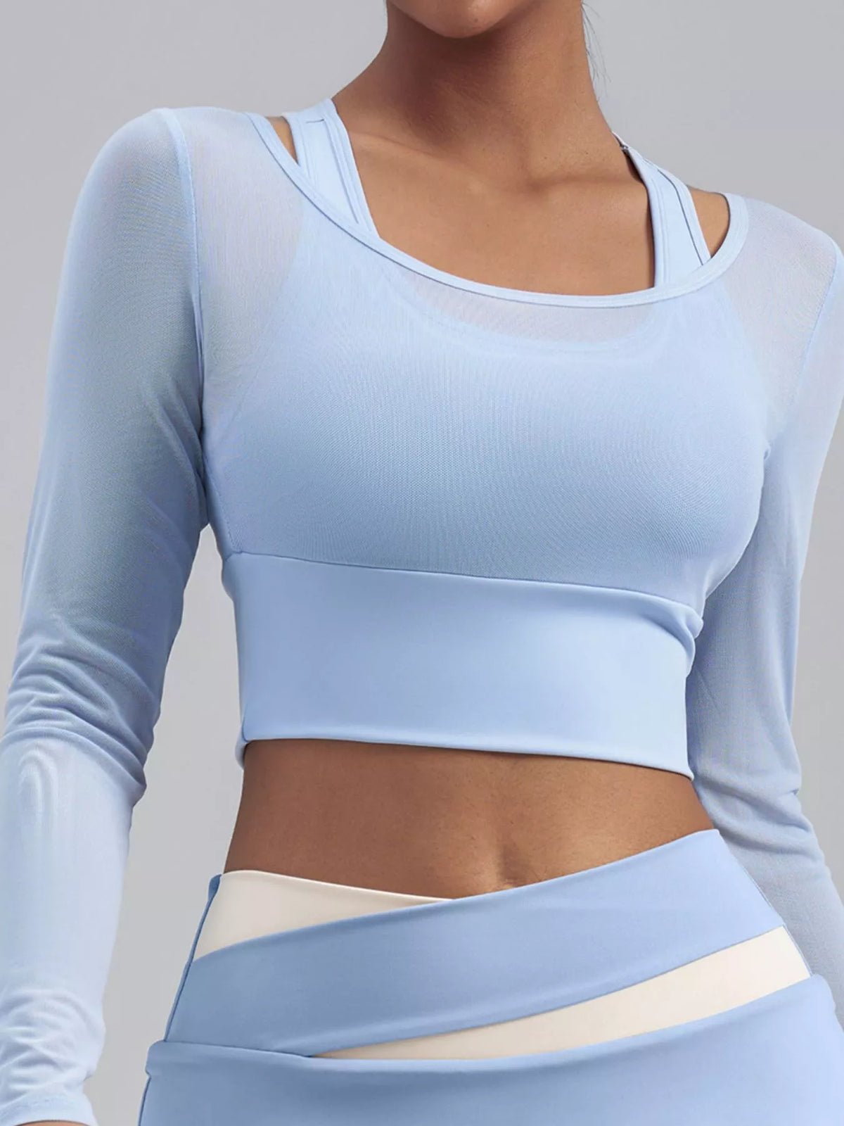 Long-Sleeve Active Top with Built-In Bra