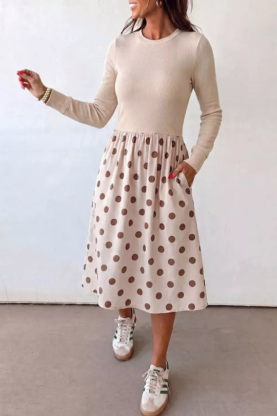 Another view: Polka Dot Midi Long-Sleeve Dress