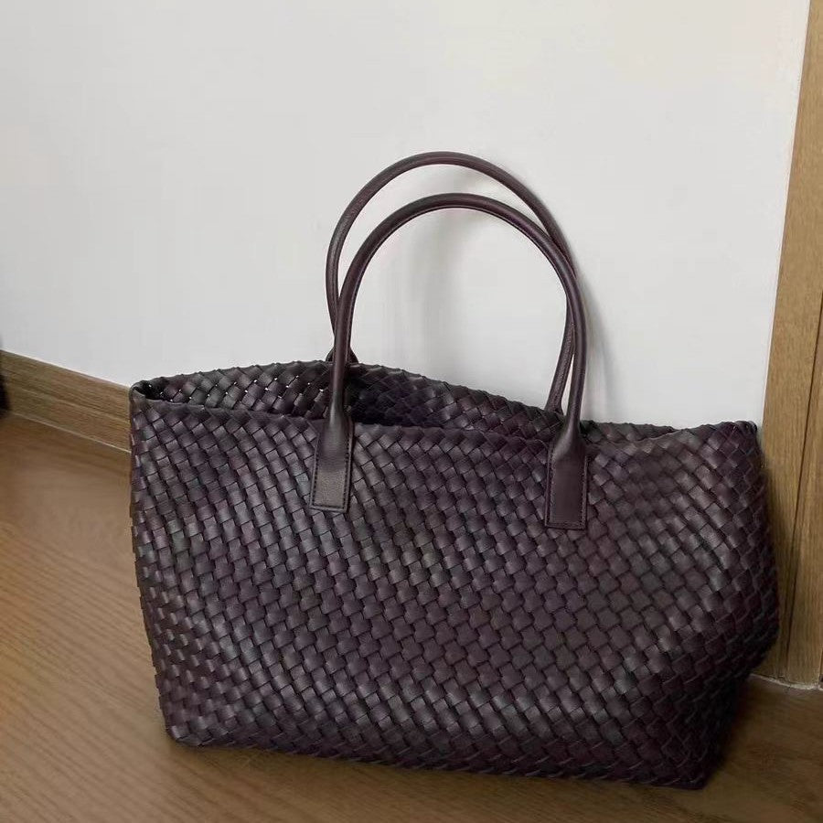 Large Capacity Embossed PU Leather Shoulder Tote Handbag