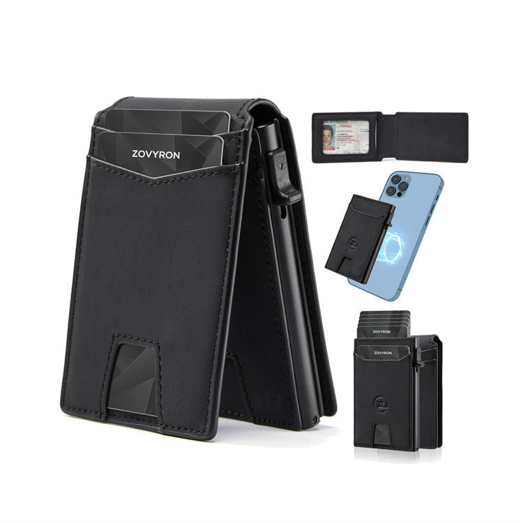Premium Detachable Card Holder Wallet - Compact Vegan Leather Bifold with RFID Protection for Men & Women