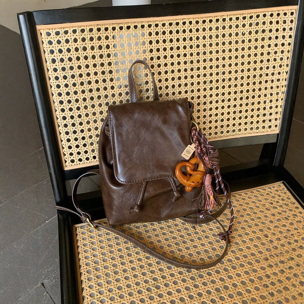 Vintage PU Leather Textured Shoulder Bag – Soft Crossbody Handbag for Women