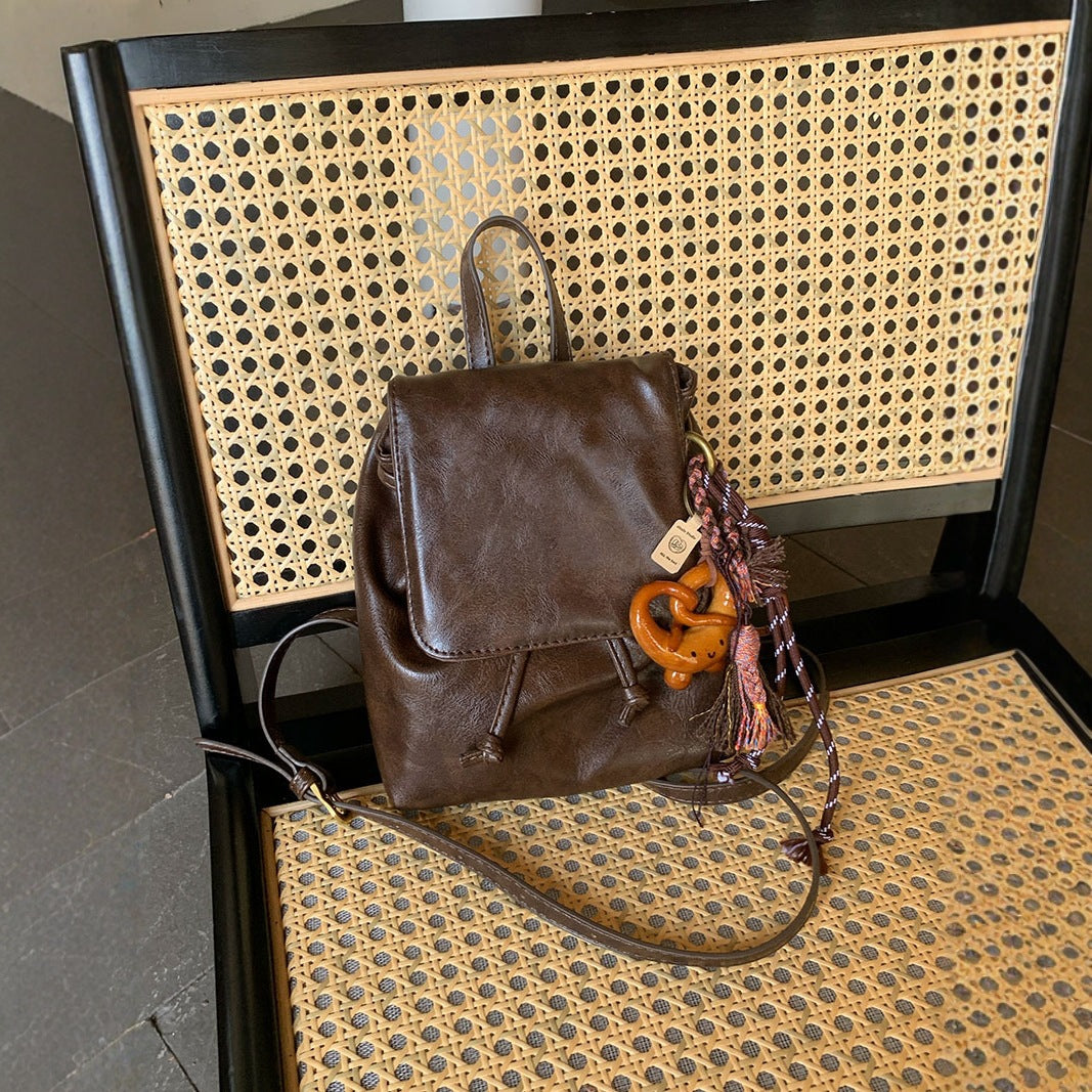 Vintage PU Leather Textured Shoulder Bag – Soft Crossbody Handbag for Women