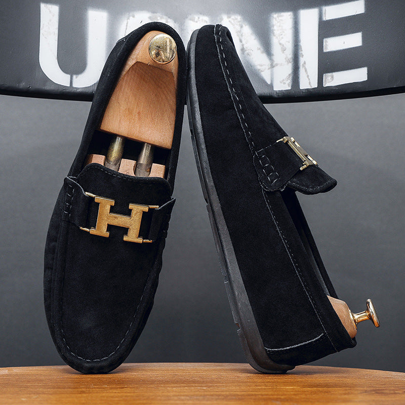Men's British-Style Slip-On Casual Leather Shoes | Round Toe PU Leather Loafers