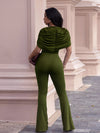 Women's ruched hooded flare-leg jumpsuit